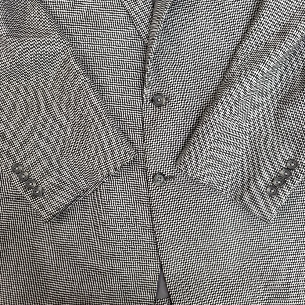 Jos A Bank Men 48L Black White Houndstooth Wool‎ Blazer Sport Coat Two Button